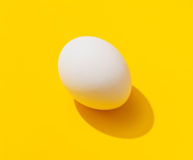 an egg over a yellow background